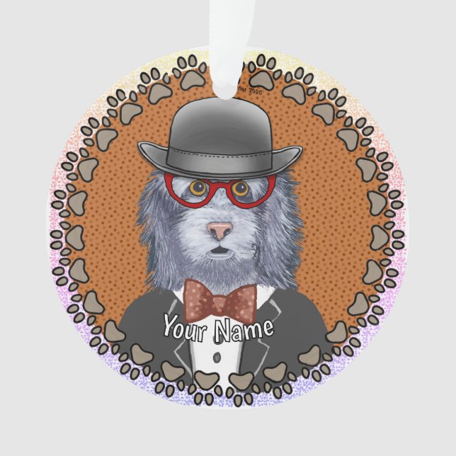SheepDog Glasses Ornament (Front)