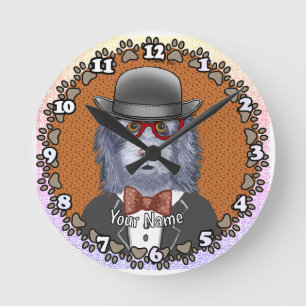 SheepDog Glasses Round Clock