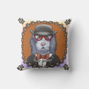 SheepDog Glasses Throw Pillow