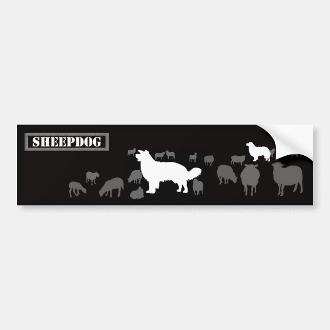 Sheepdog - long bumper sticker (Front)