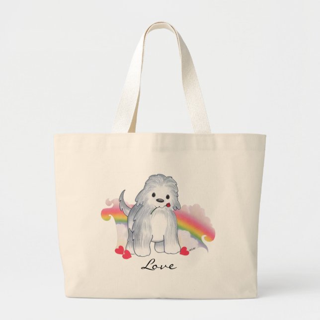 Sheepdog Love Large Tote Bag (Front)
