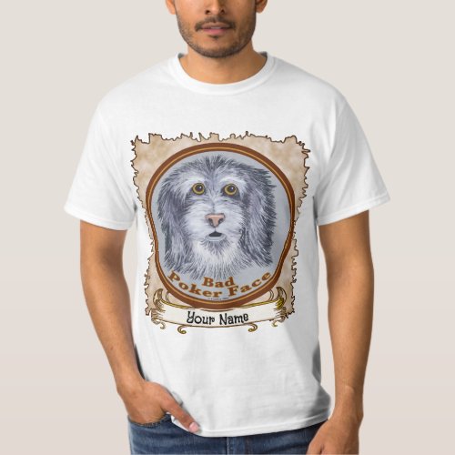 Sheepdog Poker Face custom name T_Shirt