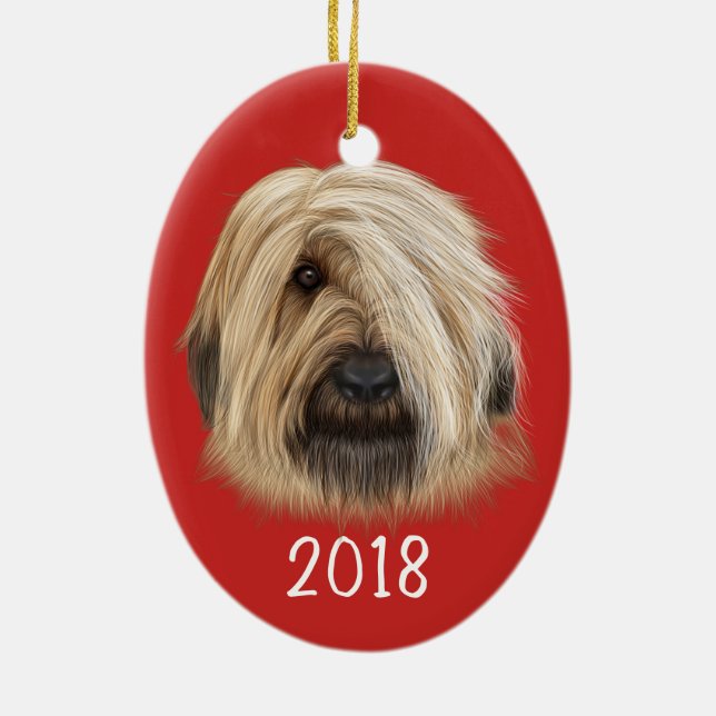 Sheepdog Portrait Keepsake Year Ceramic Ornament (Back)