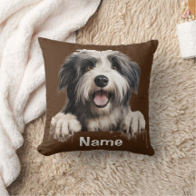 Sheepdog Puppy Dog Face Throw Pillow