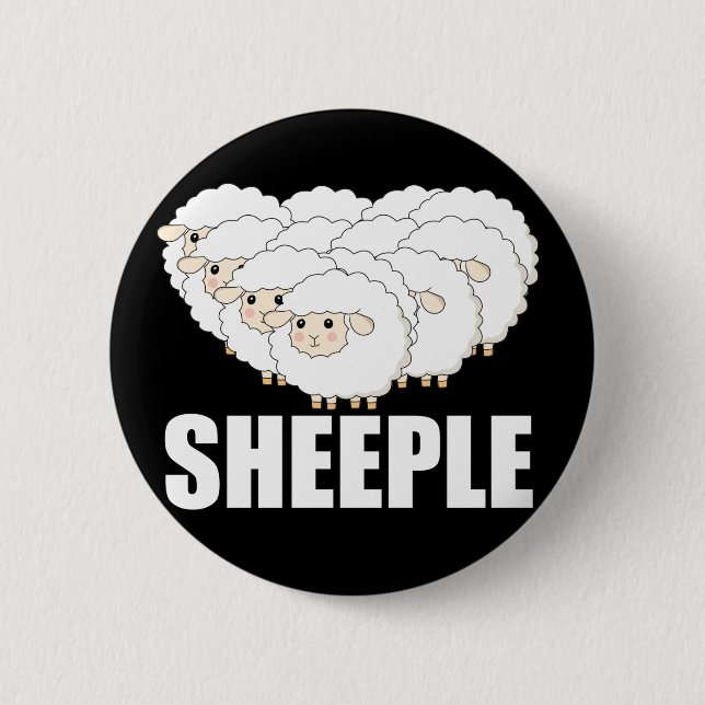 Sheeple Question Nothing Remain Terrified - Sheep Button (Front)
