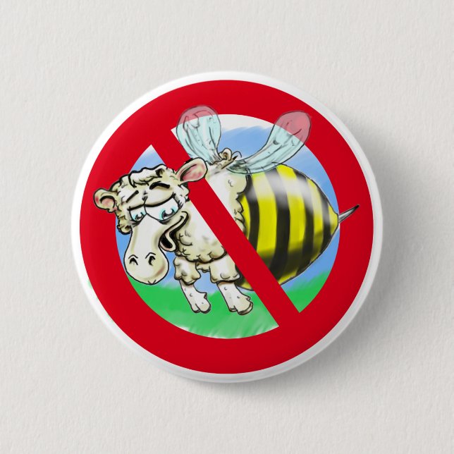 Sheeplebee forbidden pinback button (Front)