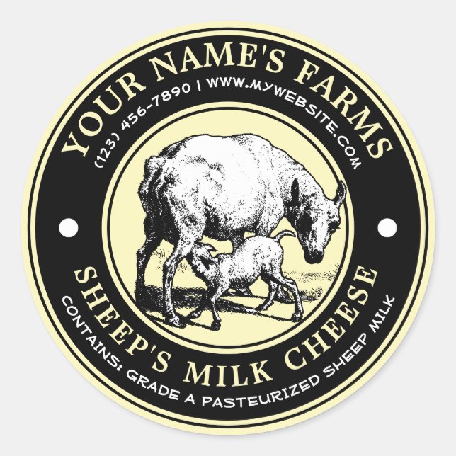 Sheep's Milk Cheese Vintage Label Template (Front)