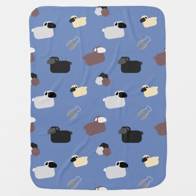 Sheeps & Shears Baby Blanket (Front)