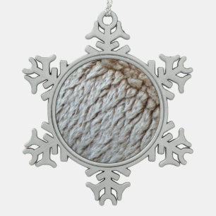 Sheep's Wool Abstract Nature Photo Snowflake Pewter Christmas Ornament