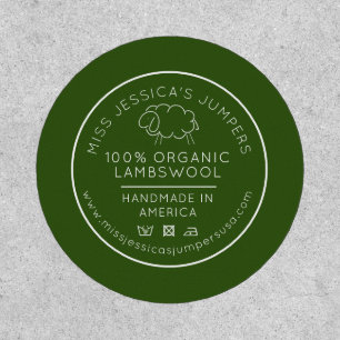 Sheeps wool product green white knitting business patch
