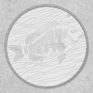 Sheepshead Fish Sheepshead Line Art Fishing Sticke Patch