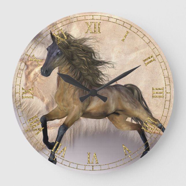 Sheepskin on Wild Horse  Wall Clock (Front)