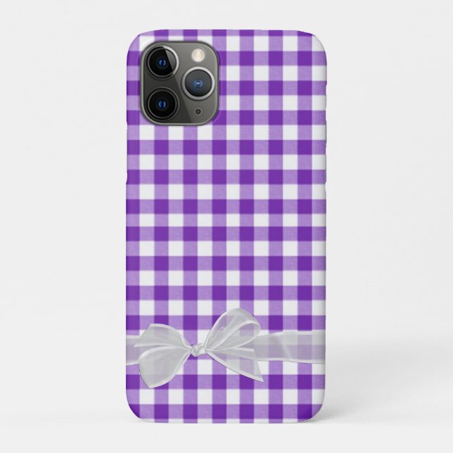 sheer bow on purple and white gingham Case-Mate iPhone case (Back)