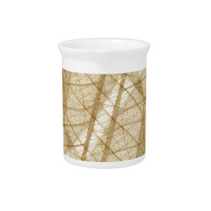 Sheer Cream Beige Lace Leaves Beverage Pitcher