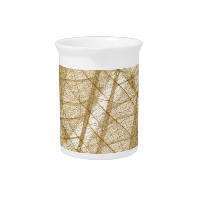 Sheer Cream Beige Lace Leaves Beverage Pitcher (Front)