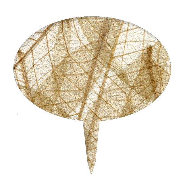 Sheer Cream Beige Lace Leaves Cake Topper (Front)