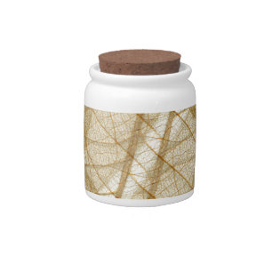 Sheer Cream Beige Lace Leaves Candy Jar