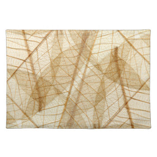 Sheer Cream Beige Lace Leaves Cloth Placemat