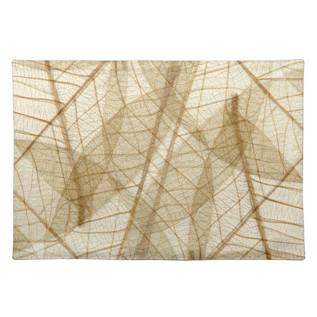Sheer Cream Beige Lace Leaves Cloth Placemat (Front)