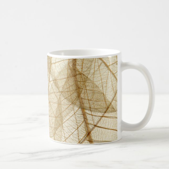 Sheer Cream Beige Lace Leaves Coffee Mug (Right)