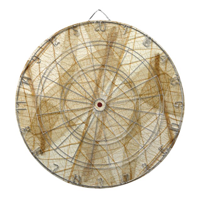 Sheer Cream Beige Lace Leaves Dartboard (Front)