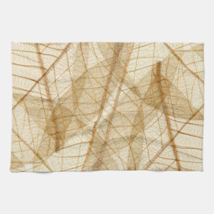 Sheer Cream Beige Lace Leaves Kitchen Towel
