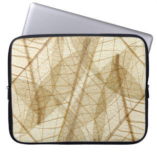 Sheer Cream Beige Lace Leaves Laptop Sleeve