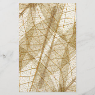 Sheer Cream Beige Lace Leaves Stationery
