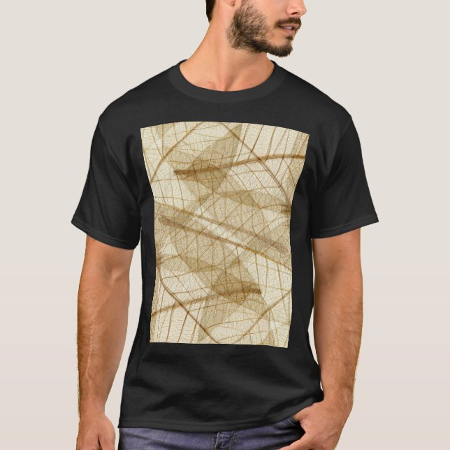 Sheer Cream Beige Lace Leaves T-Shirt (Front)