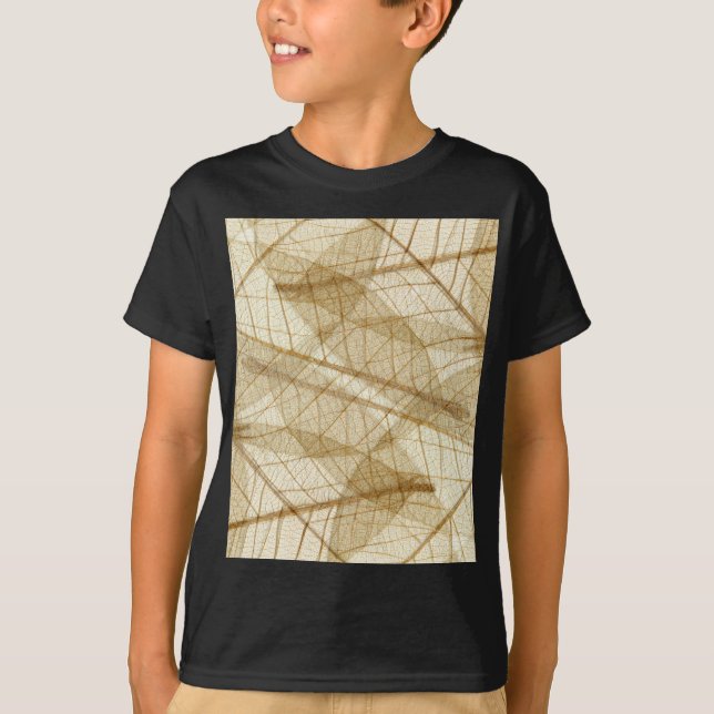 Sheer Cream Beige Lace Leaves T-Shirt (Front)