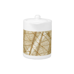 Sheer Cream Beige Lace Leaves Teapot