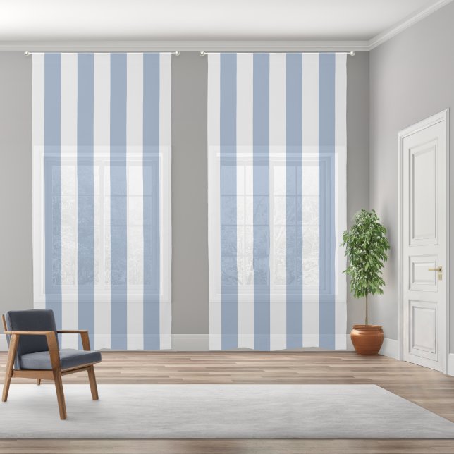 Sheer Curtain Blue & White Stripe (Wide)
