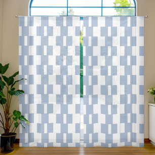 Sheer Curtain Blue & White Stripe Square