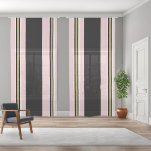 Sheer Curtain Pink & White Gold Black Stripe
