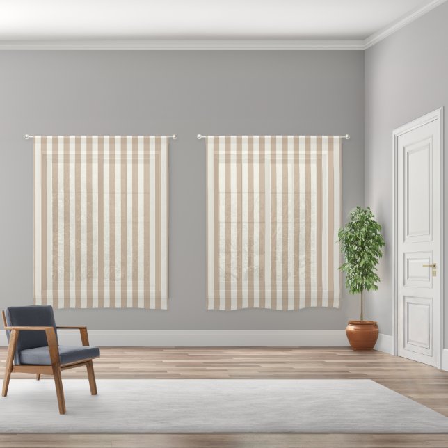 Sheer Curtain Stripe Beige & White Stripe (Wide)