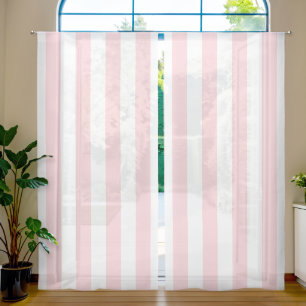 Sheer Curtain Stripe Pink & White Stripe