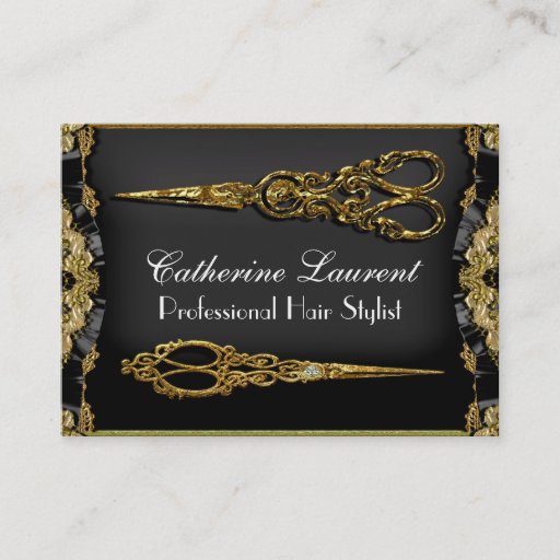 Customizable Sheer Edged Hazelhurst Double Scissor 3.5" x 2.5" Business Card