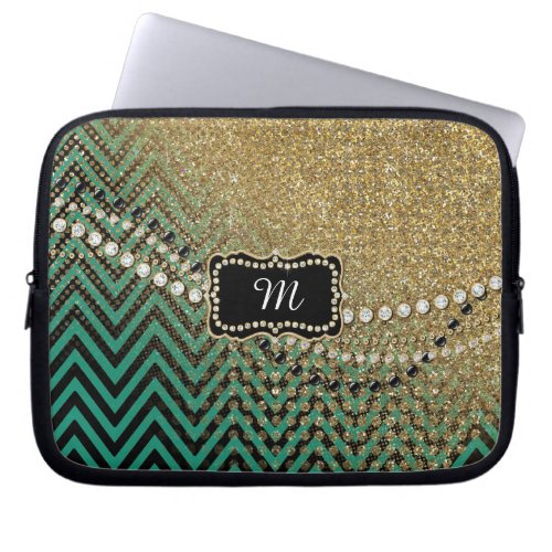 Sheer Glitter Confetti Chevron Stripe Pattern Gem Laptop Sleeve