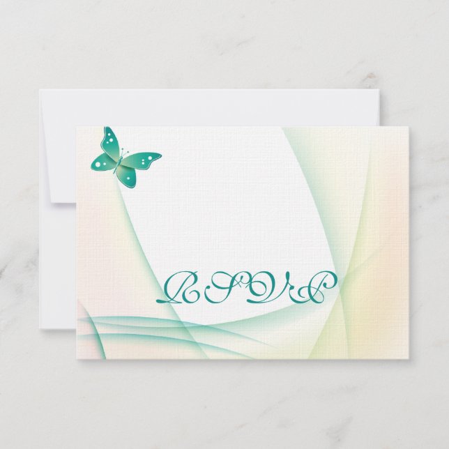 Sheer Green Butterflies RSVP Card (Front)