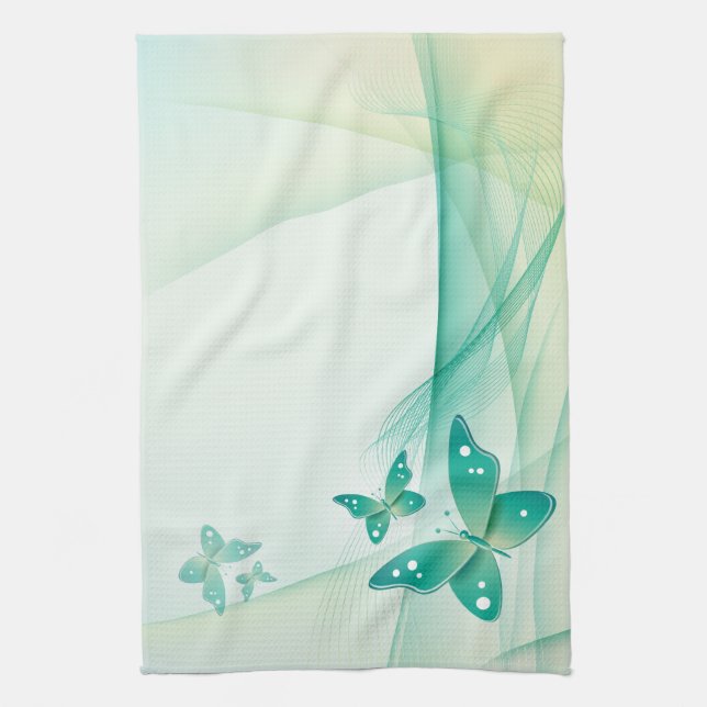Sheer Green Butterfly Veil American MoJo Kit Kitchen Towel (Vertical)