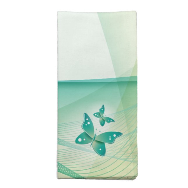 Sheer Green Butterfly Veil  American MoJo Napk Cloth Napkin (Folded)