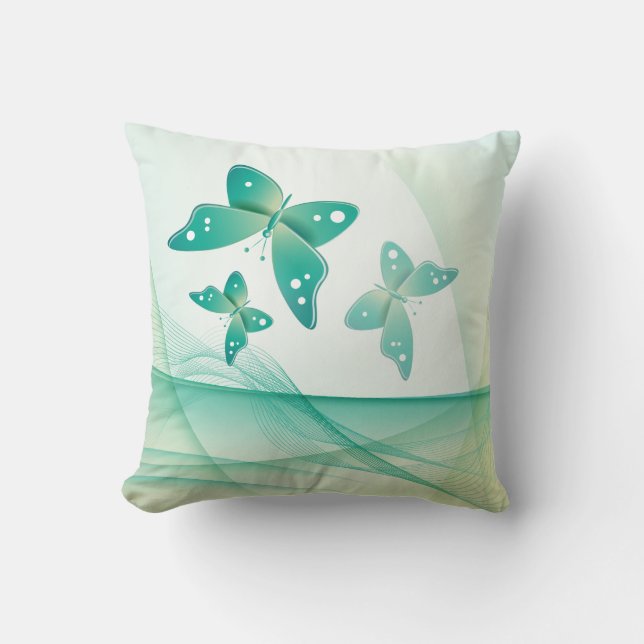 Sheer Green Butterfly Veil American MoJo Throw Pillow (Front)