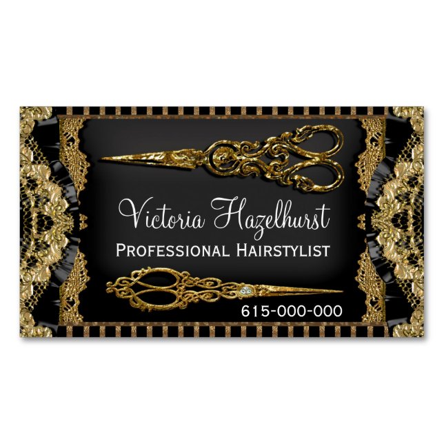 Sheer Hazelhurst Double Scissor Magnetic Business Card Magnet (Front)