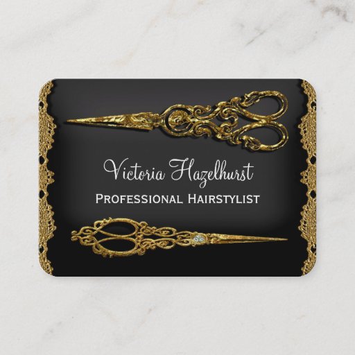 Customizable Sheer Hazelhurst Double Scissor Round Business Card Template