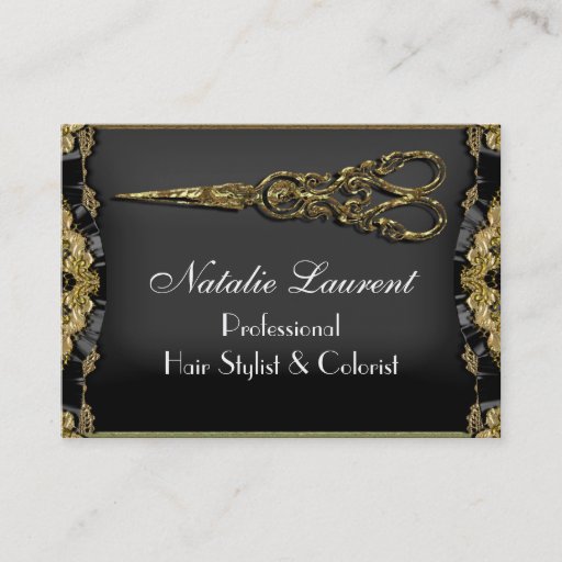 Customizable Sheer Hazelhurst Scissor Stylist Business Card