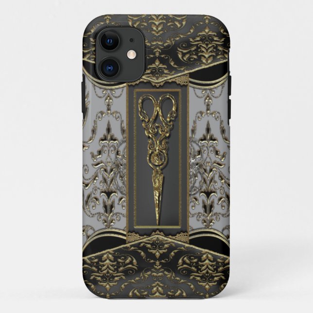 Sheer Hazlehurst Antiqued Scissors V Case-Mate iPhone Case (Back)