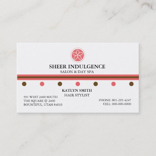 SHEER INDULGENCE SALON &amp; DAY SPA BUSINESS CARD