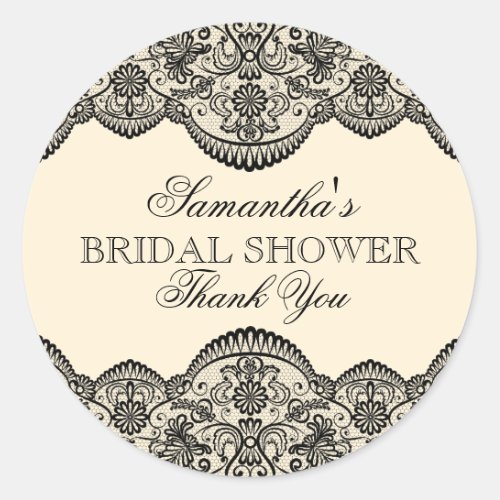 Sheer Lace Bridal Shower Classic Round Sticker