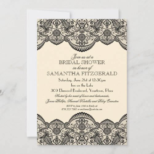 Sheer Lace Bridal Shower Custom Announcement