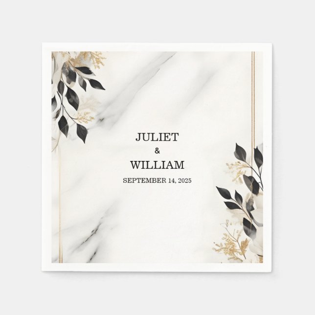 Sheer Natural Work Stacked Stone Marble Wedding Napkins (Front)